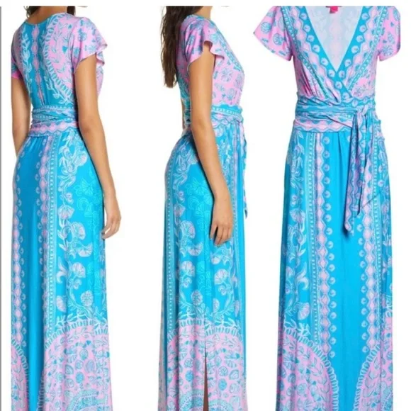 chinese dress ladies Lilly Pulitzer Aubra Embroidered Dress In Navy /Gold Sz XS